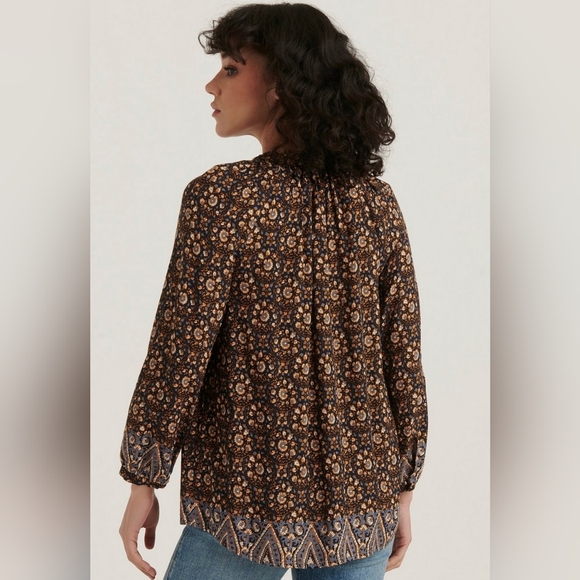Lucky Brand Emi border print peasant top - Picture 3 of 7